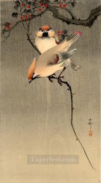 日本 Painting - ムクドリと桜 大原古邨